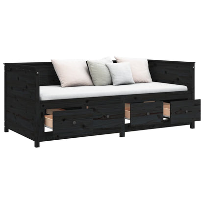 Black Solid Pine Day Bed Frame, 75x190 cm, No Mattress Included