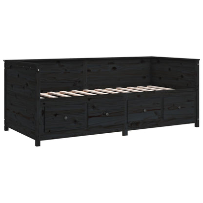 Black Solid Pine Day Bed Frame, 75x190 cm, No Mattress Included