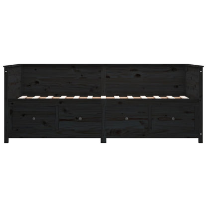 Black Solid Pine Day Bed Frame, 75x190 cm, No Mattress Included