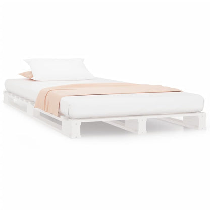 White Solid Wood Pallet Bed Frame 90x200 cm - Mattress Not Included
