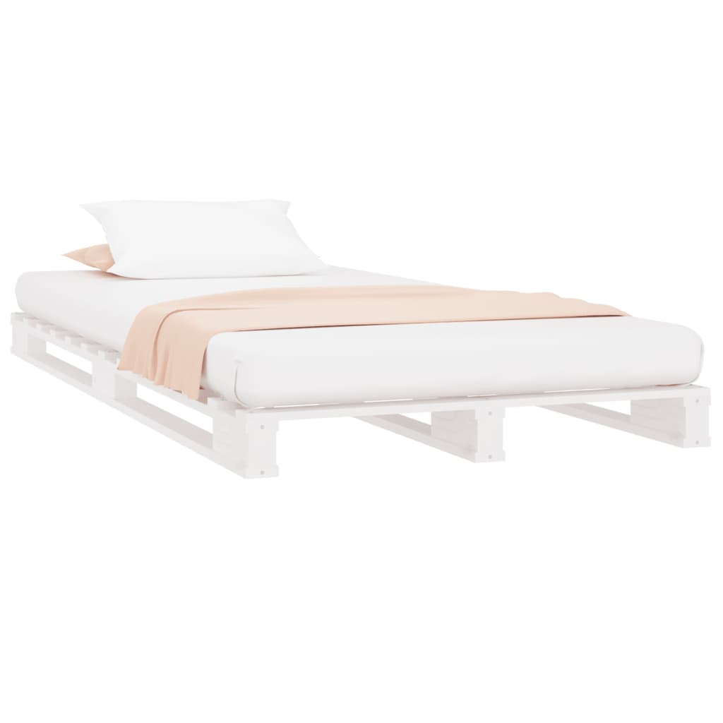 White Solid Wood Pallet Bed Frame 90x200 cm - Mattress Not Included