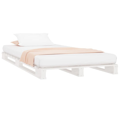 Solid Wood White Pallet Bed Frame 100x200 cm - No Mattress Included