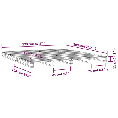 Solid Wood 120x200 cm Pallet Bed Frame - No Mattress Included