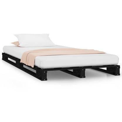 Solid Wood Black Pallet Bed Frame - Small Single, No Mattress