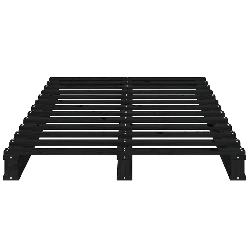 Solid Wood Black Pallet Bed Frame - Small Single, No Mattress