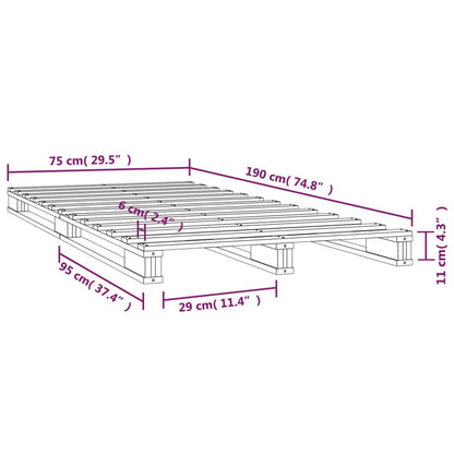 Solid Wood Black Pallet Bed Frame - Small Single, No Mattress