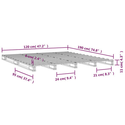 Small Double Grey Solid Wood Pallet Bed Frame (Mattress Not Included)