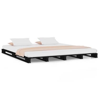 Solid Wood Black Pallet Bed Frame, Small Double (No Mattress)