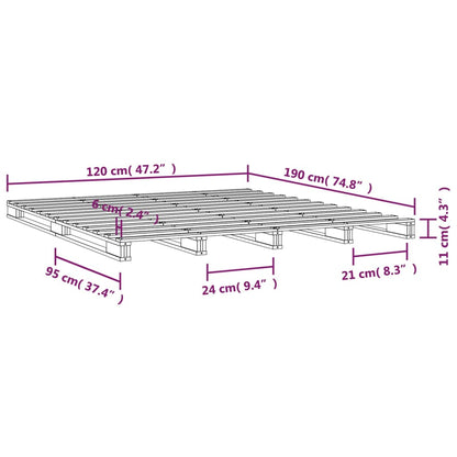 Solid Wood Black Pallet Bed Frame, Small Double (No Mattress)