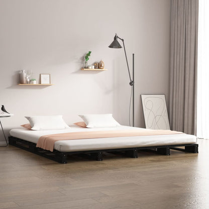 Solid Wood Black Pallet Bed Frame, Small Double (No Mattress)