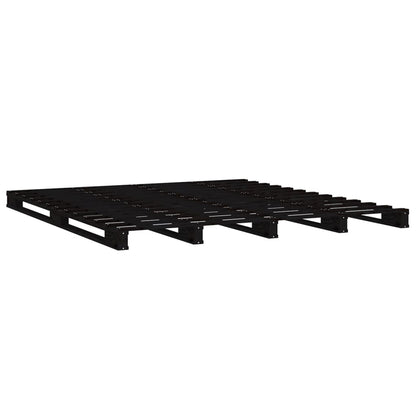 Black Solid Wood Double Pallet Bed Frame - No Mattress Included