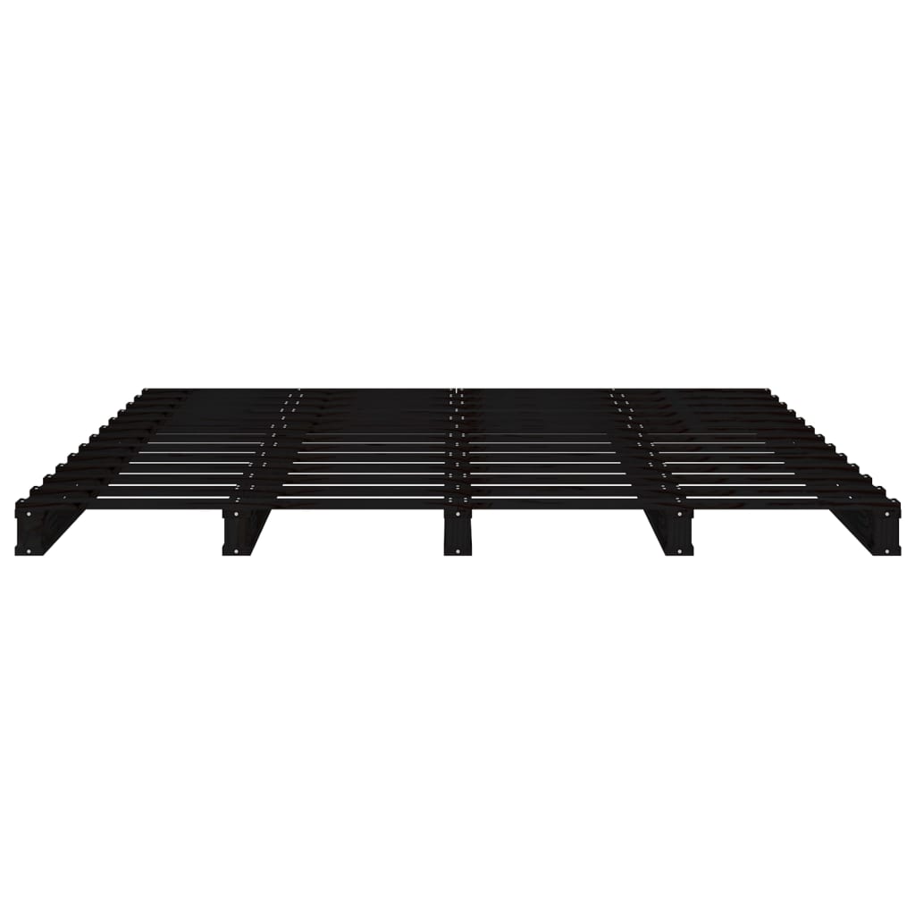 Solid Wood Pallet Bed Frame, Black, 140x190 cm - No Mattress