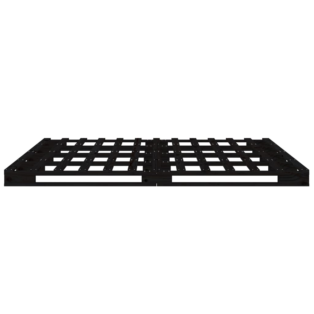 Solid Wood Pallet Bed Frame, Black, 140x190 cm - No Mattress