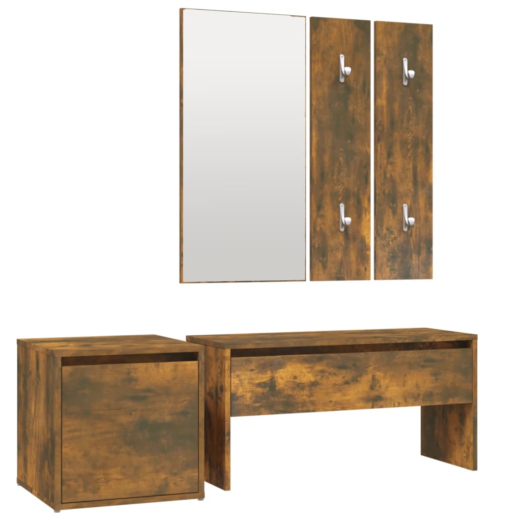 Smoked Oak Hallway Furniture Set - Engineered Wood Elegance