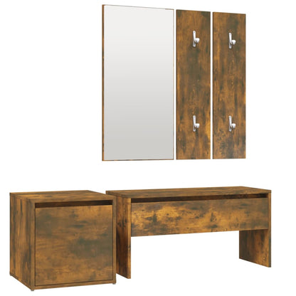 Smoked Oak Hallway Furniture Set - Engineered Wood Elegance