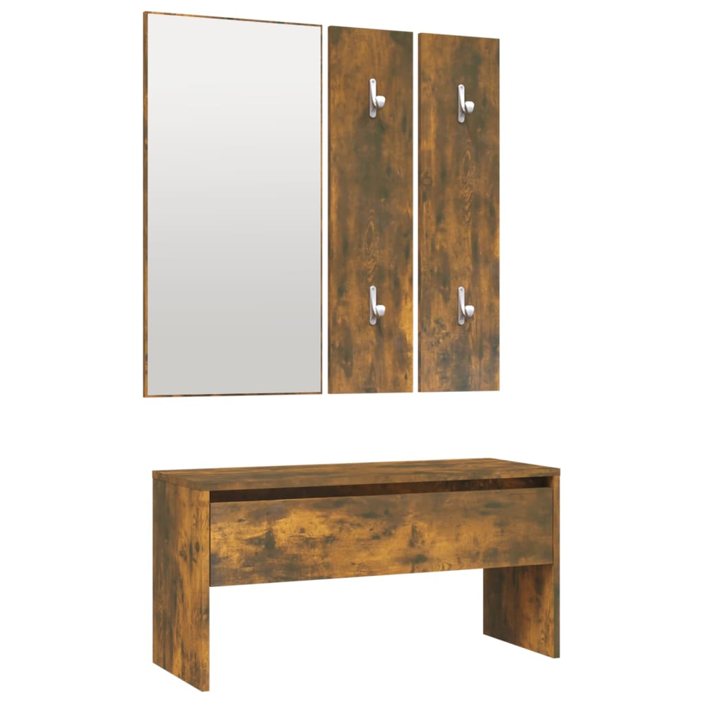 Smoked Oak Hallway Furniture Set - Engineered Wood Elegance