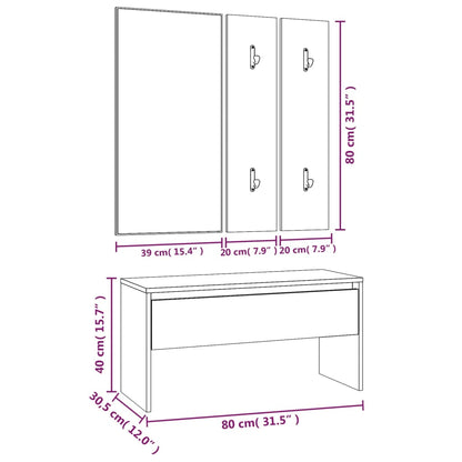 Smoked Oak Hallway Furniture Set - Engineered Wood Elegance