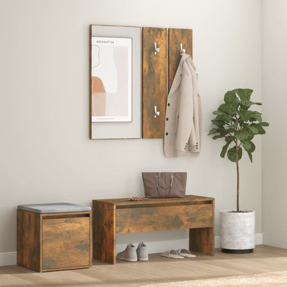 Smoked Oak Hallway Furniture Set - Engineered Wood Elegance