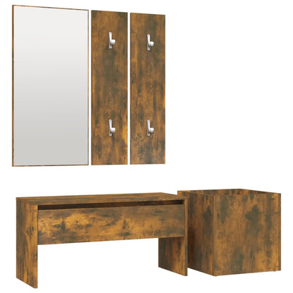 Smoked Oak Hallway Furniture Set - Engineered Wood Elegance