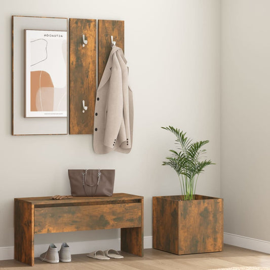 Smoked Oak Hallway Furniture Set - Engineered Wood Elegance