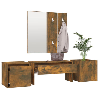 Hallway Furniture Set in Smoked Oak Engineered Wood