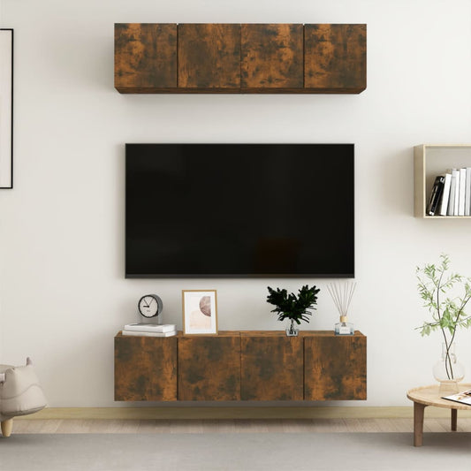 Wall TV Cabinets 4 pcs Smoked Oak 60x30x30 cm Engineered Wood