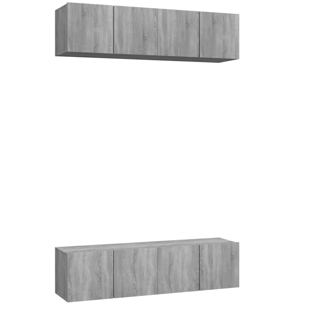 Wall TV Cabinets 4 pcs Grey Sonoma 60x30x30 cm Engineered Wood