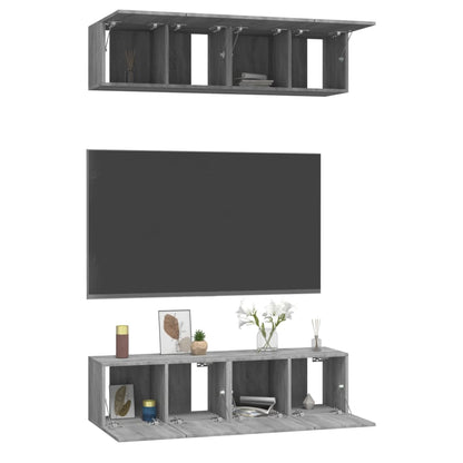Wall TV Cabinets 4 pcs Grey Sonoma 60x30x30 cm Engineered Wood