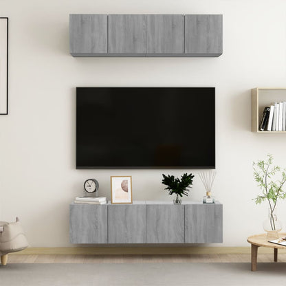 Wall TV Cabinets 4 pcs Grey Sonoma 60x30x30 cm Engineered Wood