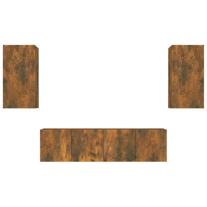 4 Piece TV Cabinet Set Smoked Oak Engineered Wood