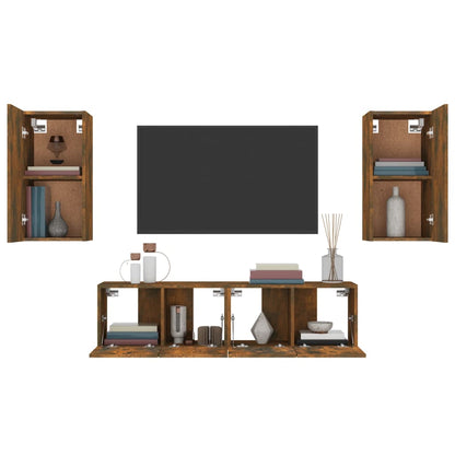4 Piece TV Cabinet Set Smoked Oak Engineered Wood