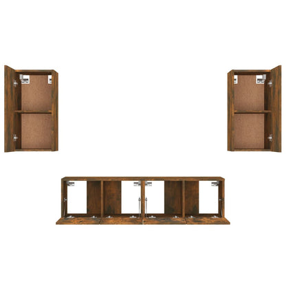 4 Piece TV Cabinet Set Smoked Oak Engineered Wood