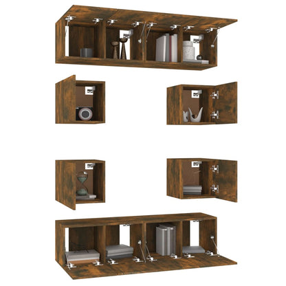 8 Piece TV Cabinet Set Smoked Oak Engineered Wood