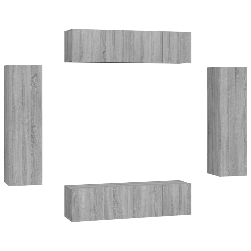 6 Piece TV Cabinet Set Grey Sonoma Engineered Wood