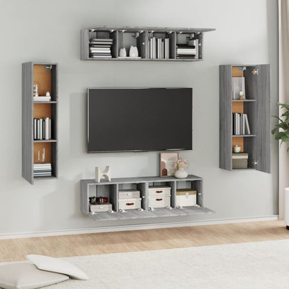 6 Piece TV Cabinet Set Grey Sonoma Engineered Wood