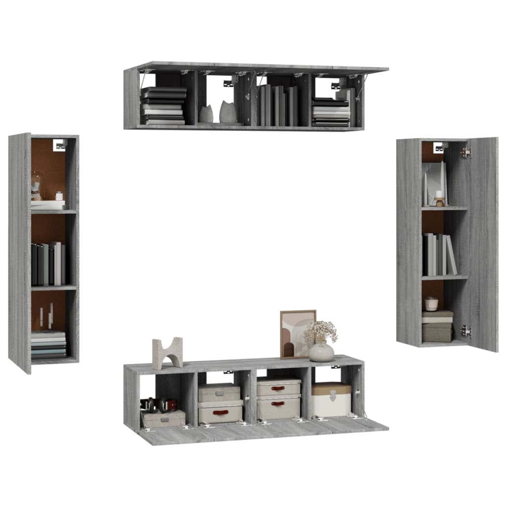 6 Piece TV Cabinet Set Grey Sonoma Engineered Wood