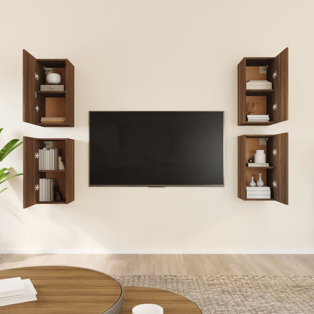 TV Cabinets 4 pcs Brown Oak 30.5x30x60 cm Engineered Wood