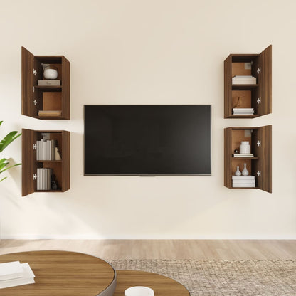 TV Cabinets 4 pcs Brown Oak 30.5x30x60 cm Engineered Wood