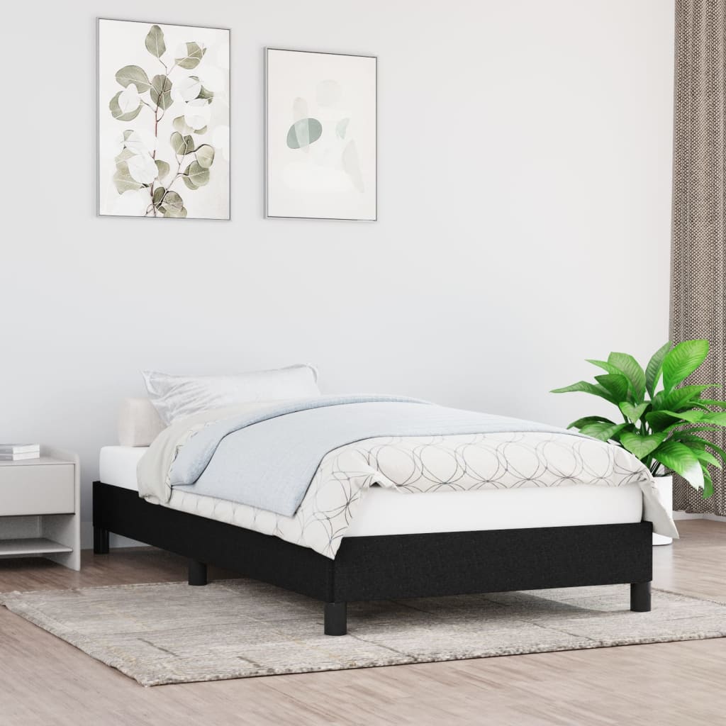 Black 90x190cm Single Bed Frame - Fabric Covered, No Mattress