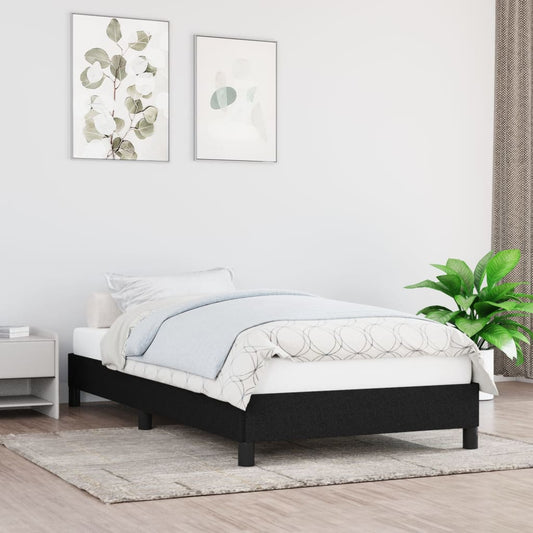 Black 90x190cm Single Bed Frame - Fabric Covered, No Mattress