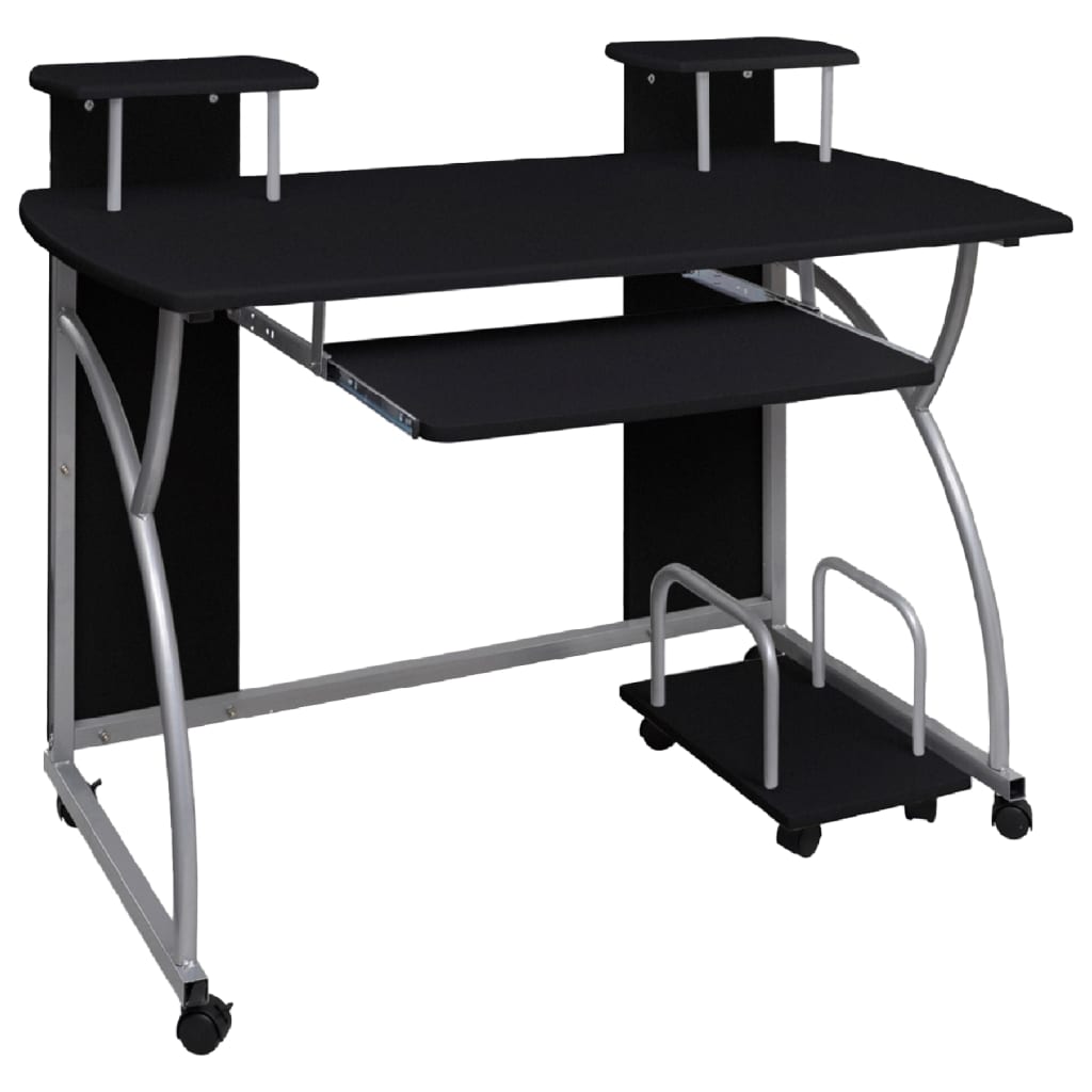 Sleek Black Engineered Wood Computer Desk - 110x52x88.5 cm