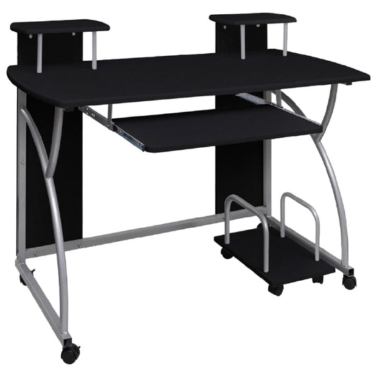 Sleek Black Engineered Wood Computer Desk - 110x52x88.5 cm