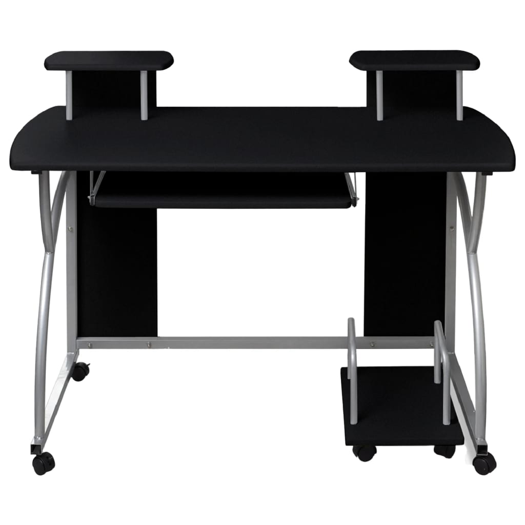Sleek Black Engineered Wood Computer Desk - 110x52x88.5 cm