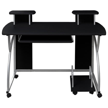 Sleek Black Engineered Wood Computer Desk - 110x52x88.5 cm