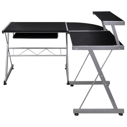 Compact Black Corner Computer Desk - Engineered Wood 132x112x99 cm