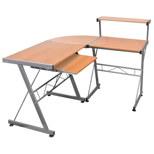 Stylish Brown Engineered Wood Corner Computer Desk 132x112x99 cm