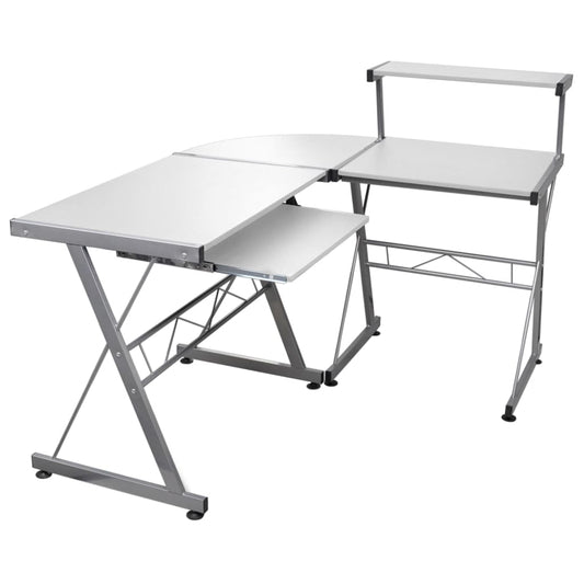 Modern White Engineered Wood Corner Computer Desk 132x112x99 cm