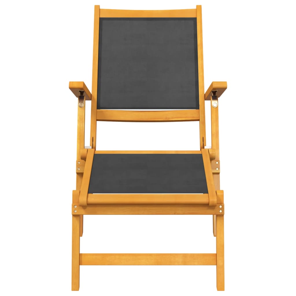 Solid Wood Acacia & Textilene Outdoor Deck Chairs, Set of 2
