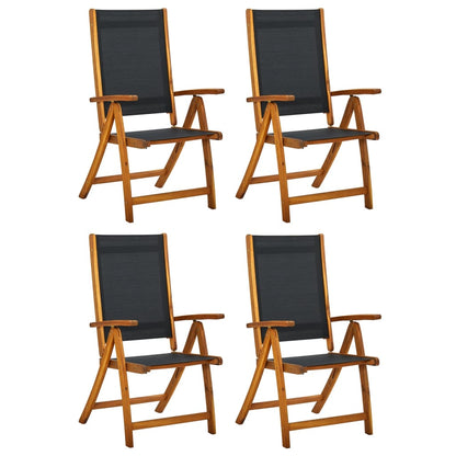 4-Piece Acacia Wood & Textilene Folding Garden Chairs - Durable Charm