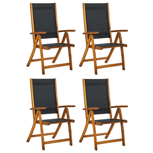 4-Piece Acacia Wood & Textilene Folding Garden Chairs - Durable Charm